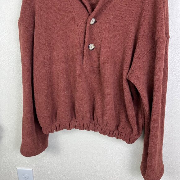 Free People Beach Bino Pullover Knit Hooded Sweater Auburn Women’s Size L - Picture 4 of 10